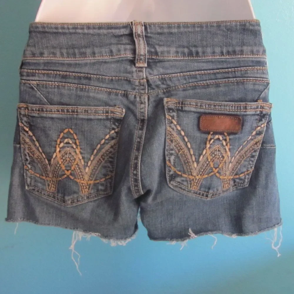 Wrangler Womens Size 0 / 34 Cut Off Blue Denim Cotton Short Shorts 2